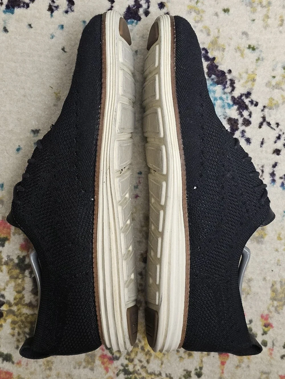 Cole Haan Mens 9.5 M Original Grand Knit Wingtip II Black Ivory Shoes C27959
